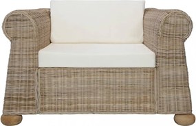 2 részes természetes rattan kanapészett párnákkal