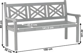 Fából készült kerti pad, szürke, 150 cm, FABLA