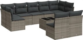vidaXL 10 részes szürke polyrattan kerti ülőgarnitúra párnákkal