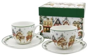 Karácsonyi porcelán eszpresszó kávés csésze 2 személyes Christmas Village
