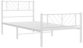 fehér fém ágykeret fej- és lábtámlával 100x200 cm