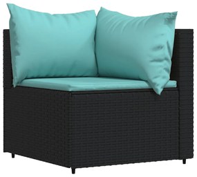 4 részes fekete polyrattan kerti ülőgarnitúra párnákkal