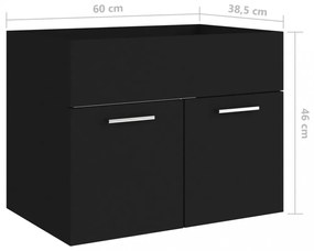 fekete szerelt fa mosdószekrény 60 x 38,5 x 46 cm