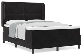 Boxspring Ágy Matrac nélkül Fekete 140x190 cm Bársony