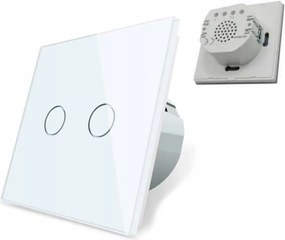 Fénykapcsoló Dupla érintőkapcsoló Üveg Süllyesztett Fehér