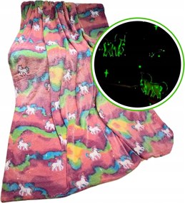 Sötétben Világító Takaró 150x200 Unikornis Szivárványos Háttérrel 09