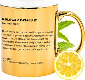 Arany csillogó bögre It osztály kolléga Ajándék nyomtatott fényképpel