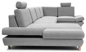 AVESTA kihúzható, U-alakú kárpitozott sarokülőgarnitúra tárolóval, szürke