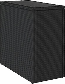 vidaXL fekete polyrattan üveglapos kerti kisasztal 58 x 27,5 x 55 cm