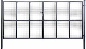 vidaXL szürke horganyzott acél hálós kerti kapu 400 x 175 cm