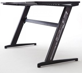 mcRACING Basic 5 gamer íróasztal fekete karbon optika borítással és beépített LED világítással
