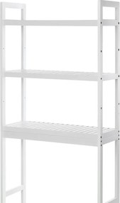 Mosógép feletti tárolószekrény, bambusz fürdőszoba szekrény, fehér 63x26x163cm