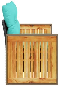 kétszemélyes fekete polyrattan kerti kanapé párnákkal