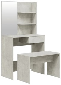 betonszürke színű fésülködőasztal-szett 74,5 x 40 x 141 cm