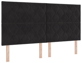 Boxspring Ágy Matrac és Pad Fekete 180x200 cm Velúr