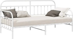 vidaXL Nappali ágykeret Fehér 90 x 200 cm Porszórt acél