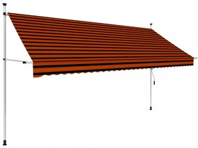 narancssárga és barna kézzel feltekerhető napellenző 350 cm