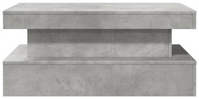 betonszürke dohányzóasztal LED-lámpákkal 90x50x40 cm