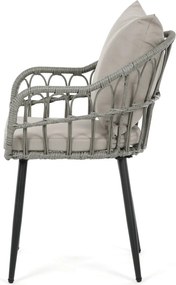 Kerti szék, fém, polyrattan, szürke, AZ-F1406 GREY