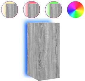 vidaXL szürke sonoma színű fali TV-szekrény LED-ekkel 30,5x35x70 cm