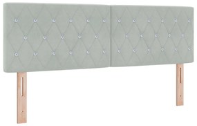 Fejtámla, Kristálygombos, Tűzött, Világosszürke, 140 cm, Velúr