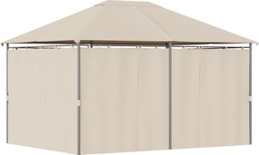 Outsunny Kerti Pavilon Gyarmati Stílusú Kétfedeles Eltávolítható Oldalsó Függönyökkel 4L x 3W x 2.72H m khaki | Aosom