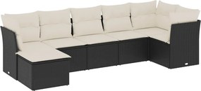vidaXL 7 részes fekete polyrattan kerti ülőgarnitúra párnával