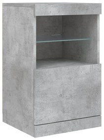 betonszürke tálalószekrény LED-világítással 123 x 37 x 67 cm