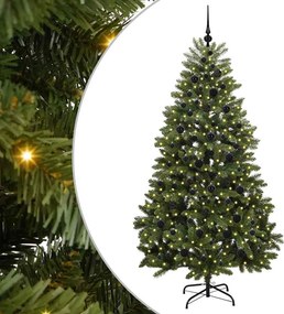 vidaXL Mű karácsonyfa 300 LED-del Zöld 210 cm PVC és fém