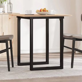 Tömör fenyőfa és acél étkezőasztal O-vázzal 70x70x75 cm