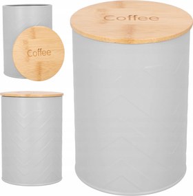 Kávétartály szürke acél 1,4l bambusz fedéllel a konyhába