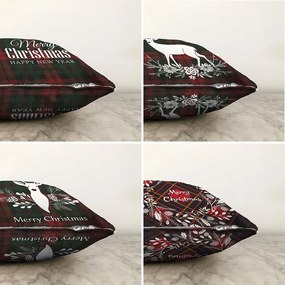 Tartan Merry Christmas 4 db-os karácsonyi zsenília párnahuzat szett, 55 x 55 cm - Minimalist Cushion Covers