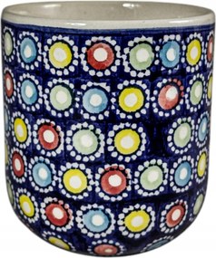 Kerámia Bögre Kicsi, Fül Nélkül Kb. 0,2 ML Festett Pöttyökkel