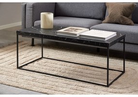 Fekete dohányzóasztal márvány dekoros asztallappal 55x110 cm Barossa – Actona