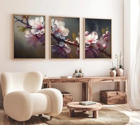 Huhu222 keretezett MDF falikép, 50 x 70 cm, 3 db-os szett