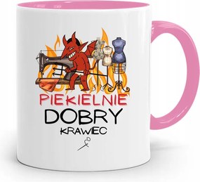 Rózsaszín Szabó Bögre Pokolian Jó, fényképes nyomattal