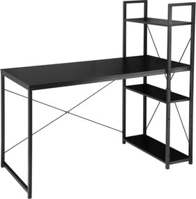 Íróasztal polccal LOFTY 120x60 cm, fekete