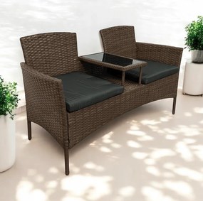 Kerti rattan garnitúra NM-03 - világosbarna + szürke párnák