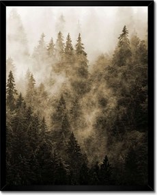 Poszter fekete keretben 40x50 Tájkép Szépia Hegyek Köd