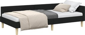 vidaXL Sarokágy keret fejtámlával Fekete 80 x 200 cm szövet
