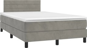 vidaXL világosszürke bársony rugós ágy matraccal 120 x 190 cm
