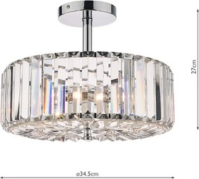 LAURA ASHLEY 3621343-Q FERNHURST Kristály Mennyezeti Lámpa Csiszolt Króm G9 IP20