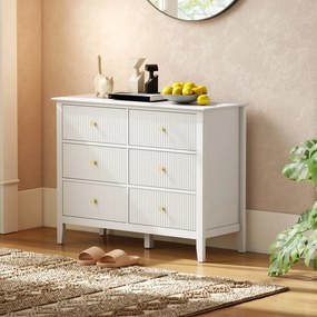 HOMCOM Fiókos komód, tálalószekrény 6 fiókossal, modern, 100 x 40 x 78 cm, fehér