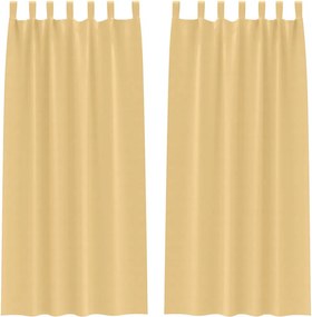 vidaXL Fekete Függöny Gyűrűkkel 2 pcs Bézs 245 x 140 cm Poliészter