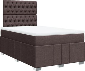 vidaXL sötétbarna szövet rugós ágy matraccal 120 x 190 cm