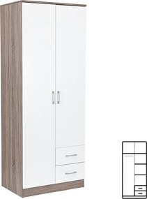 Miami gardróbszekrény 80x205 cm fehér-yorki tölgy