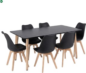 Silla 150 6+1 étkező garnitúra fekete-fekete