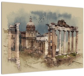 Kép - Forum Romanum, Róma, Olaszország (üvegen) (70x50 cm)