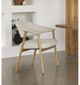 Krémszínű tölgyfa karfás étkezőfotel szett 2 db-os Elk – Unique Furniture