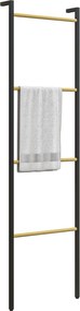 HOMCOM Törölköző Létra 49 x 167,5 cm 4 Rúddal, Helytakarékos, Törölközők, Ruhák, Takarók, Újságok Tárolására, Acél, Fekete | Aosom